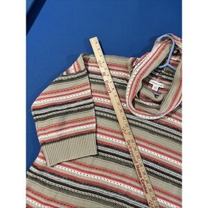 Coldwater Creek Rollneck Sweater Size 1X Beige / Pink Stripe Knit Half Sleeve